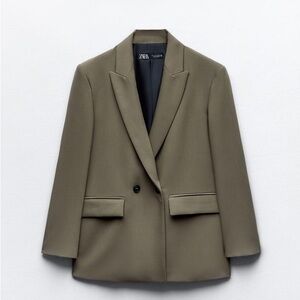 NWOT Zara Olive Oversized Double Breasted Jacket